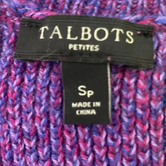 Talbots purple and red cable sweater - Picture 7 of 9